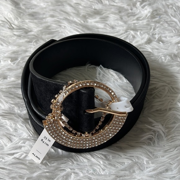 ALDO Women’s Adwendania Waist belt in black/clear/gold size Medium - Picture 3 of 6